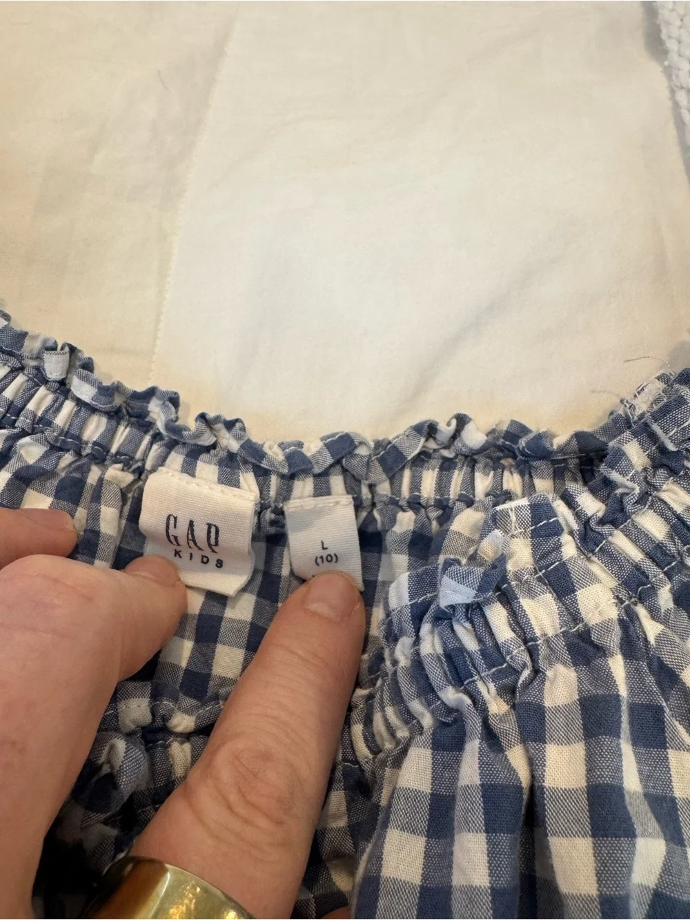 GAP Blue Gingham Smocked Tiered Dress